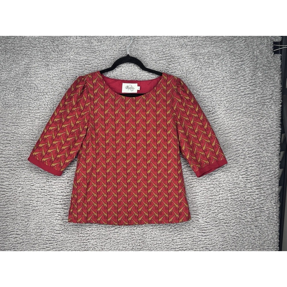 Anthropologie Ruby Belle Giraffe Blouse Women's 4 Red Made in USA